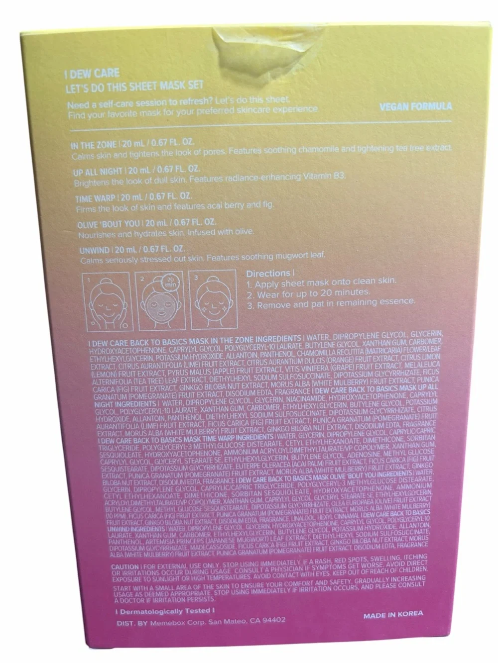 I Dew Care Let's Do This Sheet 5-Day Sheet Mask Set - Pink/Yellow